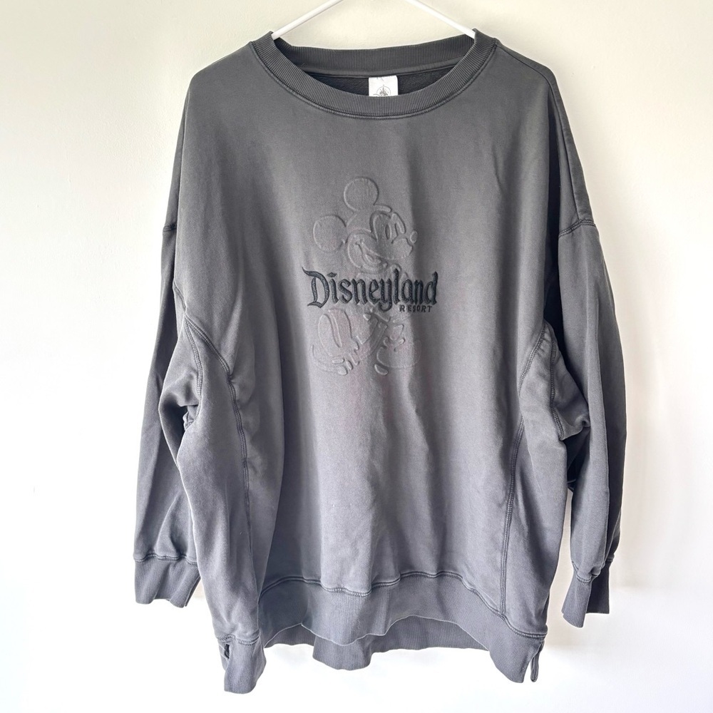 Disneyland Resort Embossed Mickey Mouse Crewneck Pullover Charcoal Gray